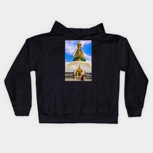 Boudha Temple near Kathmandu. Kids Hoodie